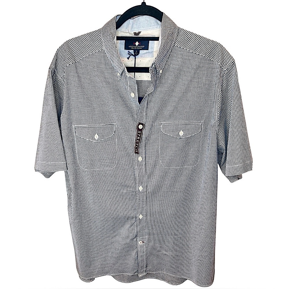 Argyleculture Russell Simmons Navy Check Short Sleeve Button Down Shirt Men’s L